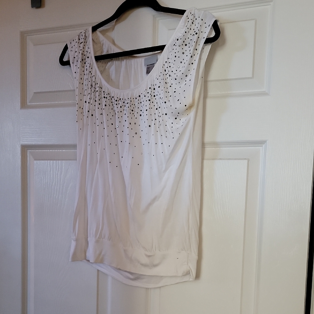 H&M Embellished Cream Tank Top